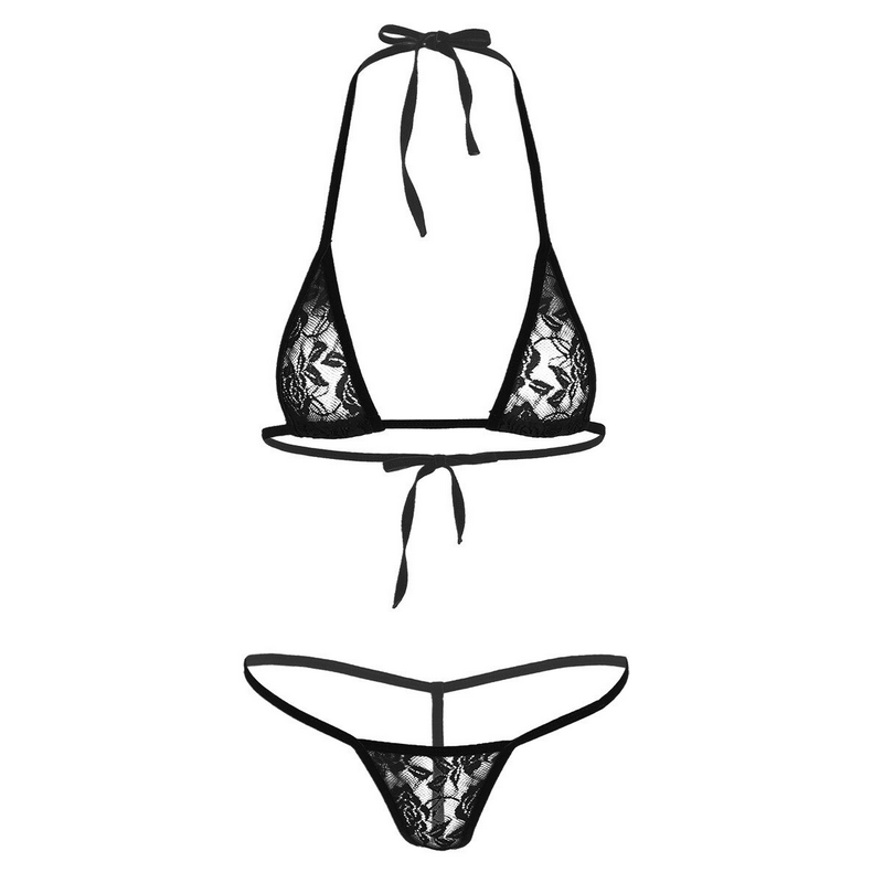 Women Lingerie Transparent Halterneck / Mini Bikini Bra Top With T-back / Sexy Female Underwear - EVE's SECRETS