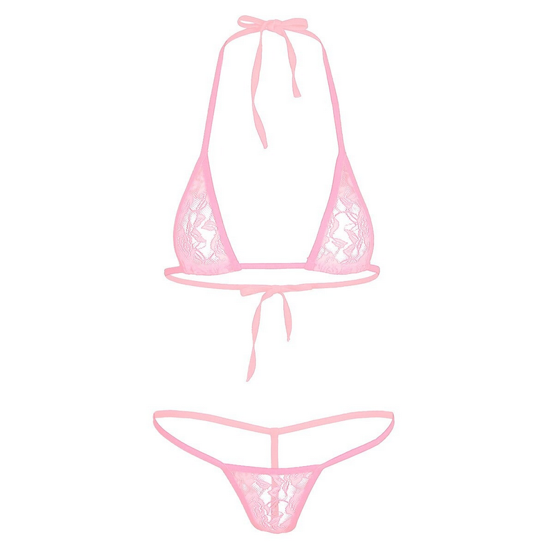 Women Lingerie Transparent Halterneck / Mini Bikini Bra Top With T-back / Sexy Female Underwear - EVE's SECRETS