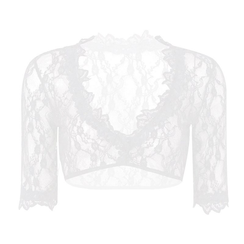 Women's Seamless Half Sleeve Lace Crop Top / Sheer Deep V-neck Short Tops / Sexy Outfits for Women - EVE's SECRETS