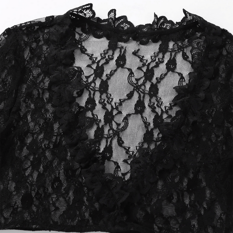 Women's Seamless Half Sleeve Lace Crop Top / Sheer Deep V-neck Short Tops / Sexy Outfits for Women - EVE's SECRETS