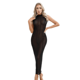 Women's Sexy See-Through Cocktail Party Dress / Backless Sleeveless Mesh Bodycon Long Dress - EVE's SECRETS