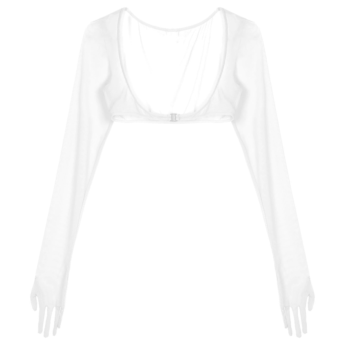 Women See-through Mesh Top / Sexy Transparent Top with Long Sleeve and Open Front - EVE's SECRETS