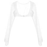 Women See-through Mesh Top / Sexy Transparent Top with Long Sleeve and Open Front - EVE's SECRETS