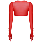 Women See-through Mesh Top / Sexy Transparent Top with Long Sleeve and Open Front - EVE's SECRETS