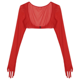 Women See-through Mesh Top / Sexy Transparent Top with Long Sleeve and Open Front - EVE's SECRETS