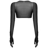 Women See-through Mesh Top / Sexy Transparent Top with Long Sleeve and Open Front - EVE's SECRETS