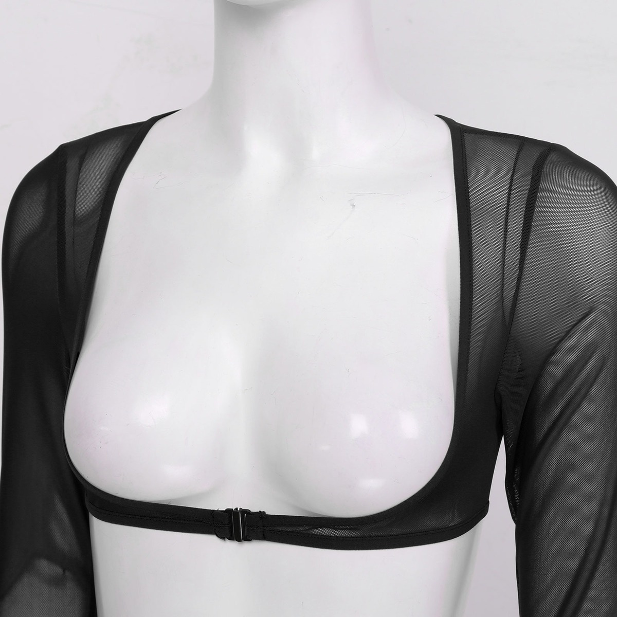 Women See-through Mesh Top / Sexy Transparent Top with Long Sleeve and Open Front - EVE's SECRETS