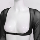 Women See-through Mesh Top / Sexy Transparent Top with Long Sleeve and Open Front - EVE's SECRETS