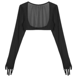 Women See-through Mesh Top / Sexy Transparent Top with Long Sleeve and Open Front - EVE's SECRETS