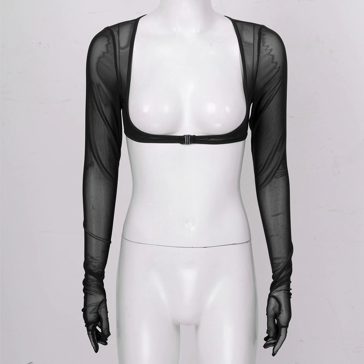 Women See-through Mesh Top / Sexy Transparent Top with Long Sleeve and Open Front - EVE's SECRETS