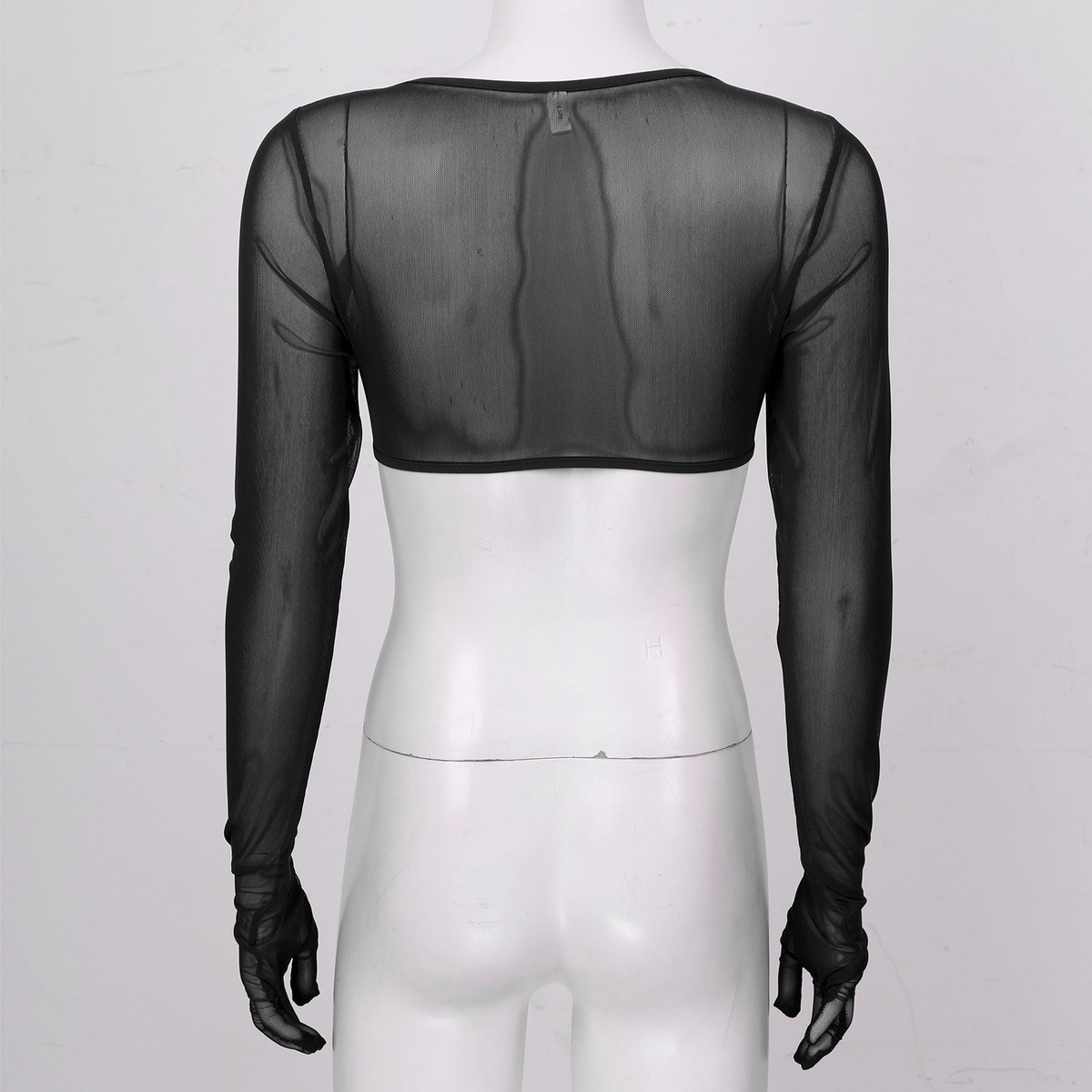 Women See-through Mesh Top / Sexy Transparent Top with Long Sleeve and Open Front - EVE's SECRETS