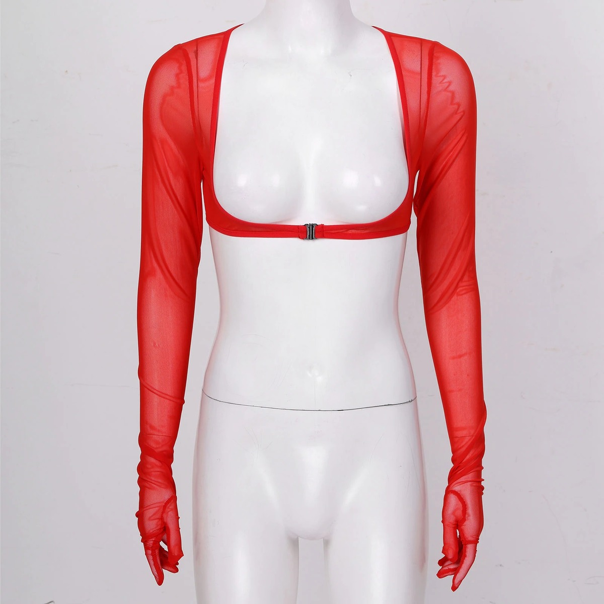 Women See-through Mesh Top / Sexy Transparent Top with Long Sleeve and Open Front - EVE's SECRETS