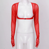 Women See-through Mesh Top / Sexy Transparent Top with Long Sleeve and Open Front - EVE's SECRETS