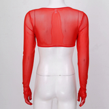 Women See-through Mesh Top / Sexy Transparent Top with Long Sleeve and Open Front - EVE's SECRETS