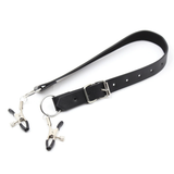 Women's BDSM Bondage of PU Leather / Spreader Straps for Vagina with Clamps - EVE's SECRETS