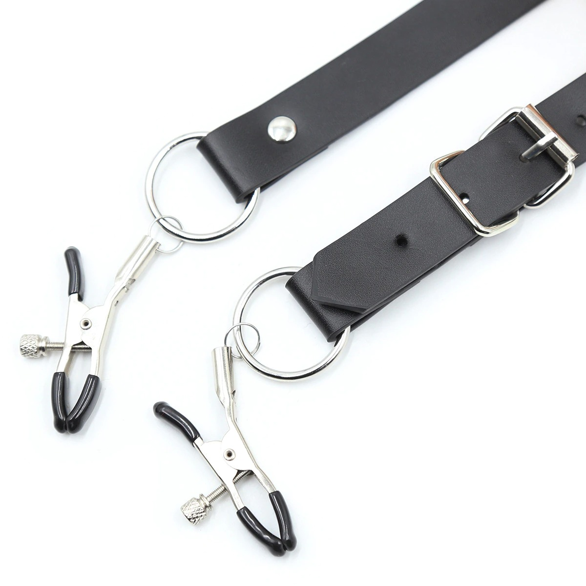 Women's BDSM Bondage of PU Leather / Spreader Straps for Vagina with Clamps - EVE's SECRETS