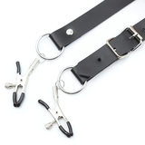 Women's BDSM Bondage of PU Leather / Spreader Straps for Vagina with Clamps - EVE's SECRETS