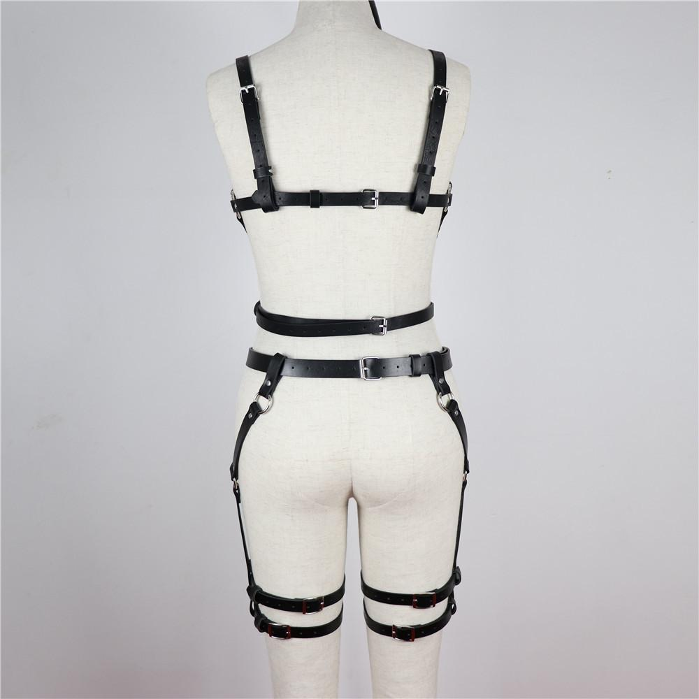 Women's Belt For Stocking Garters / Female Faux Leather Body Harness / Adjustable Body Bondage - EVE's SECRETS