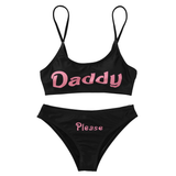 Women's Bikinis Set Straps with Letters / Bra Tops with Low Waist Briefs - EVE's SECRETS