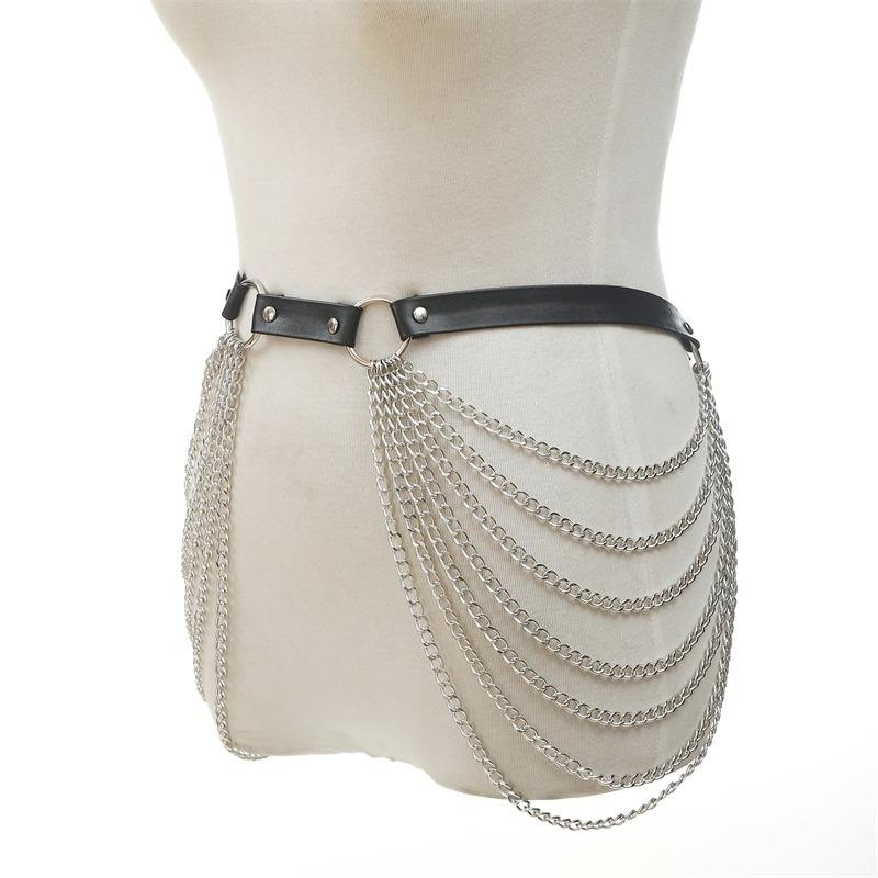 Women's Black Body Harness with Chain / Alternative Fetish Fashion Accessories - EVE's SECRETS