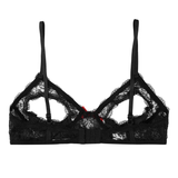 Women's Black Open Cup Bras / Sexy Lace Wire-Free Unlined Lingerie - EVE's SECRETS