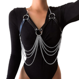 Women's Body Bra Harness With Chain In Fetish Style / Alternative Fashion Belt Chain Accessories