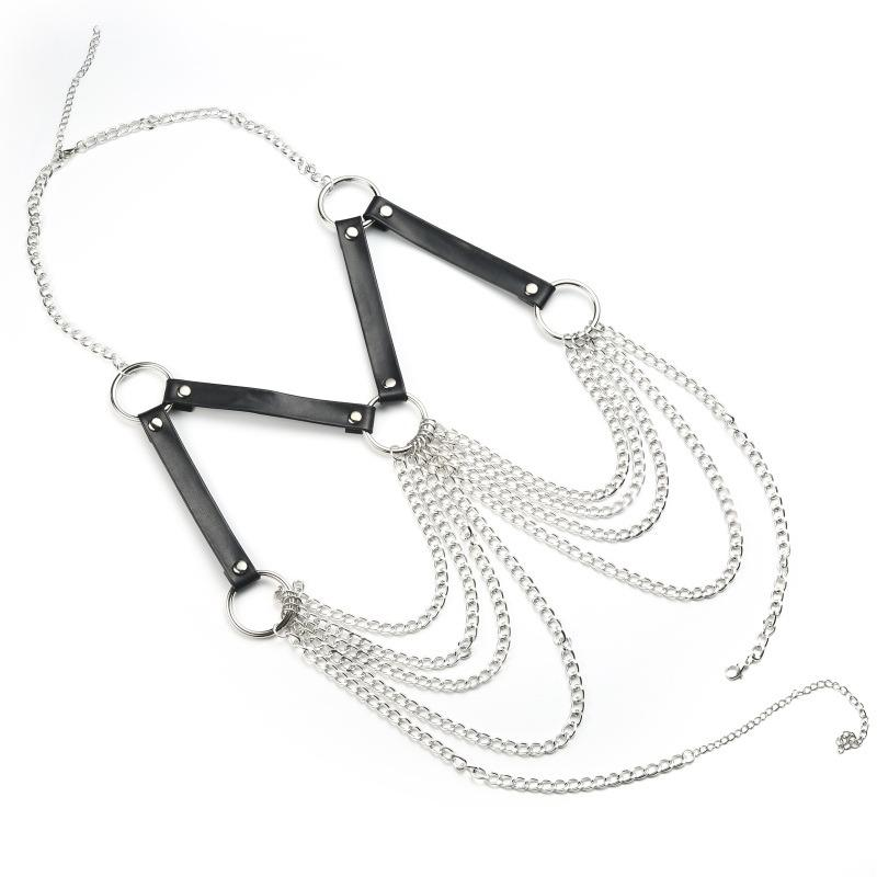 Women's Body Bra Harness With Chain In Fetish Style / Alternative Fashion Belt Chain Accessories - EVE's SECRETS