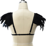 Women's Body Harness With Feather And Metal Tassel / StylishSexy Lingerie Set With Bra And Panties - EVE's SECRETS