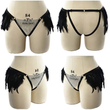 Women's Body Harness With Feather And Metal Tassel / StylishSexy Lingerie Set With Bra And Panties - EVE's SECRETS