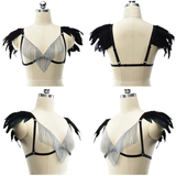 Women's Body Harness With Feather And Metal Tassel / StylishSexy Lingerie Set With Bra And Panties - EVE's SECRETS