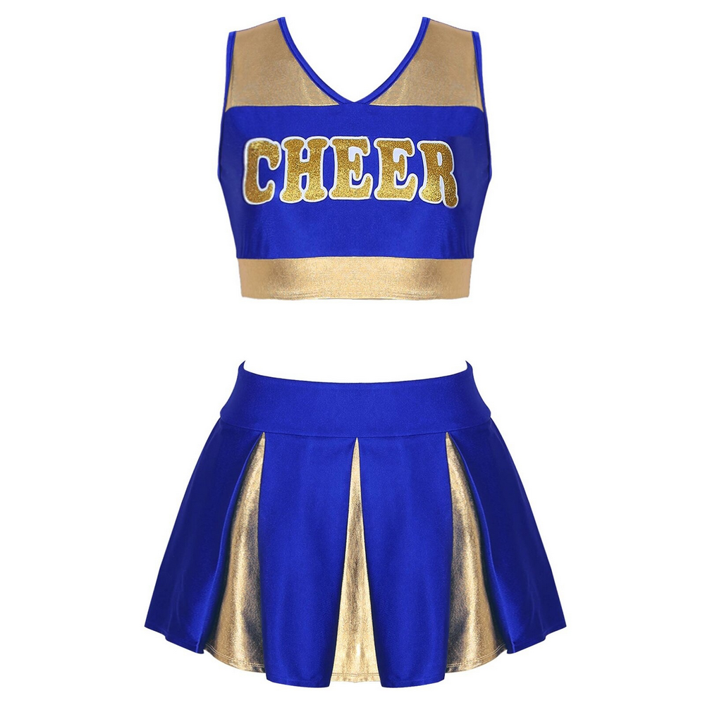 Women's Charming Cheerleading Uniform / Sleeveless Crop Top with Mini Pleated Skirt - EVE's SECRETS