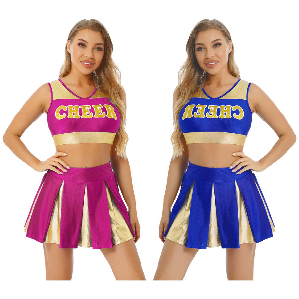 Women's Charming Cheerleading Uniform / Sleeveless Crop Top with Mini Pleated Skirt - EVE's SECRETS