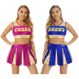 Women's Charming Cheerleading Uniform / Sleeveless Crop Top with Mini Pleated Skirt - EVE's SECRETS