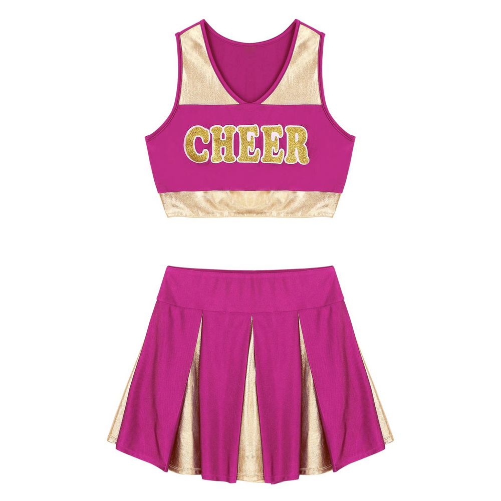 Women's Charming Cheerleading Uniform / Sleeveless Crop Top with Mini Pleated Skirt - EVE's SECRETS