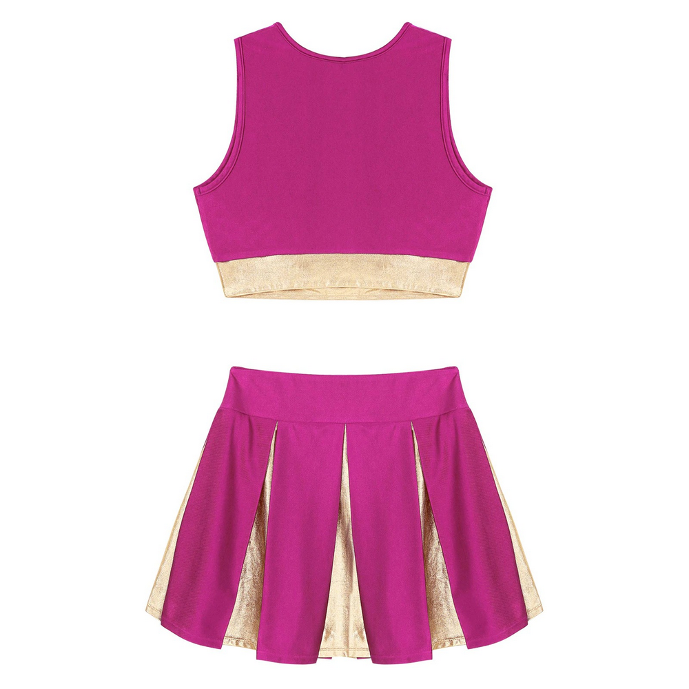 Women's Charming Cheerleading Uniform / Sleeveless Crop Top with Mini Pleated Skirt - EVE's SECRETS