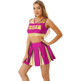 Women's Charming Cheerleading Uniform / Sleeveless Crop Top with Mini Pleated Skirt - EVE's SECRETS