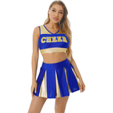 Women's Charming Cheerleading Uniform / Sleeveless Crop Top with Mini Pleated Skirt - EVE's SECRETS