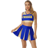 Women's Charming Cheerleading Uniform / Sleeveless Crop Top with Mini Pleated Skirt - EVE's SECRETS