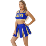 Women's Charming Cheerleading Uniform / Sleeveless Crop Top with Mini Pleated Skirt - EVE's SECRETS