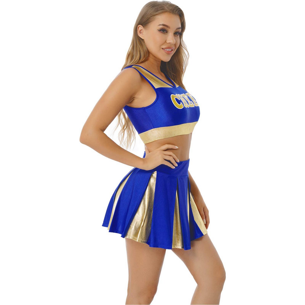 Women's Charming Cheerleading Uniform / Sleeveless Crop Top with Mini Pleated Skirt - EVE's SECRETS