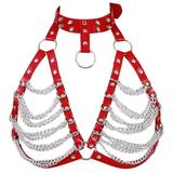Women's Chest Chain In Fetish Style / PU Leather Body Harness With Metal Spikes - EVE's SECRETS