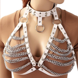 Women's Chest Chain In Fetish Style / PU Leather Body Harness With Metal Spikes - EVE's SECRETS