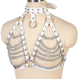Women's Chest Chain In Fetish Style / PU Leather Body Harness With Metal Spikes - EVE's SECRETS