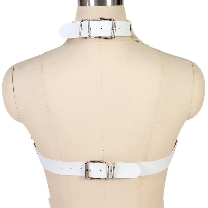 Women's Chest Chain In Fetish Style / PU Leather Body Harness With Metal Spikes - EVE's SECRETS