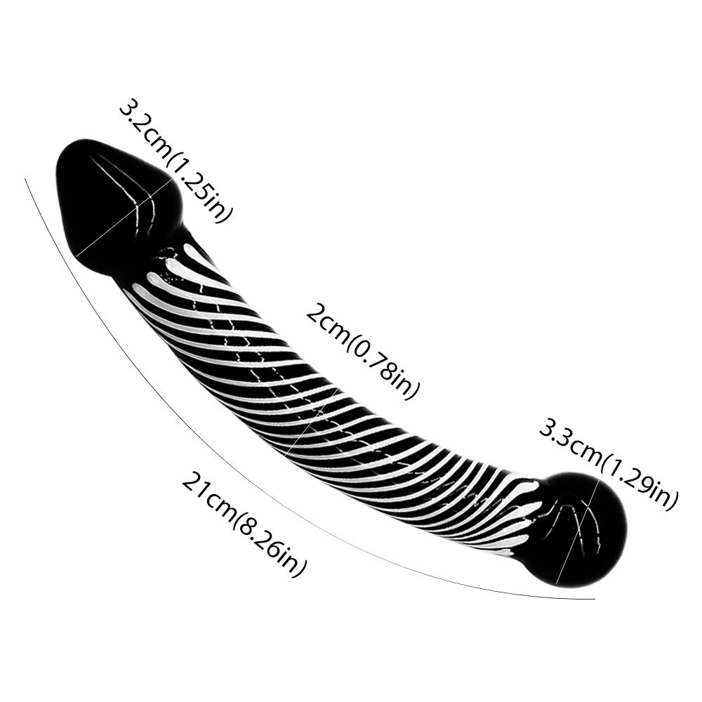 Women's Classic Dildo with Zebra Pattern / Adult Crystal Glass Masturbator - EVE's SECRETS