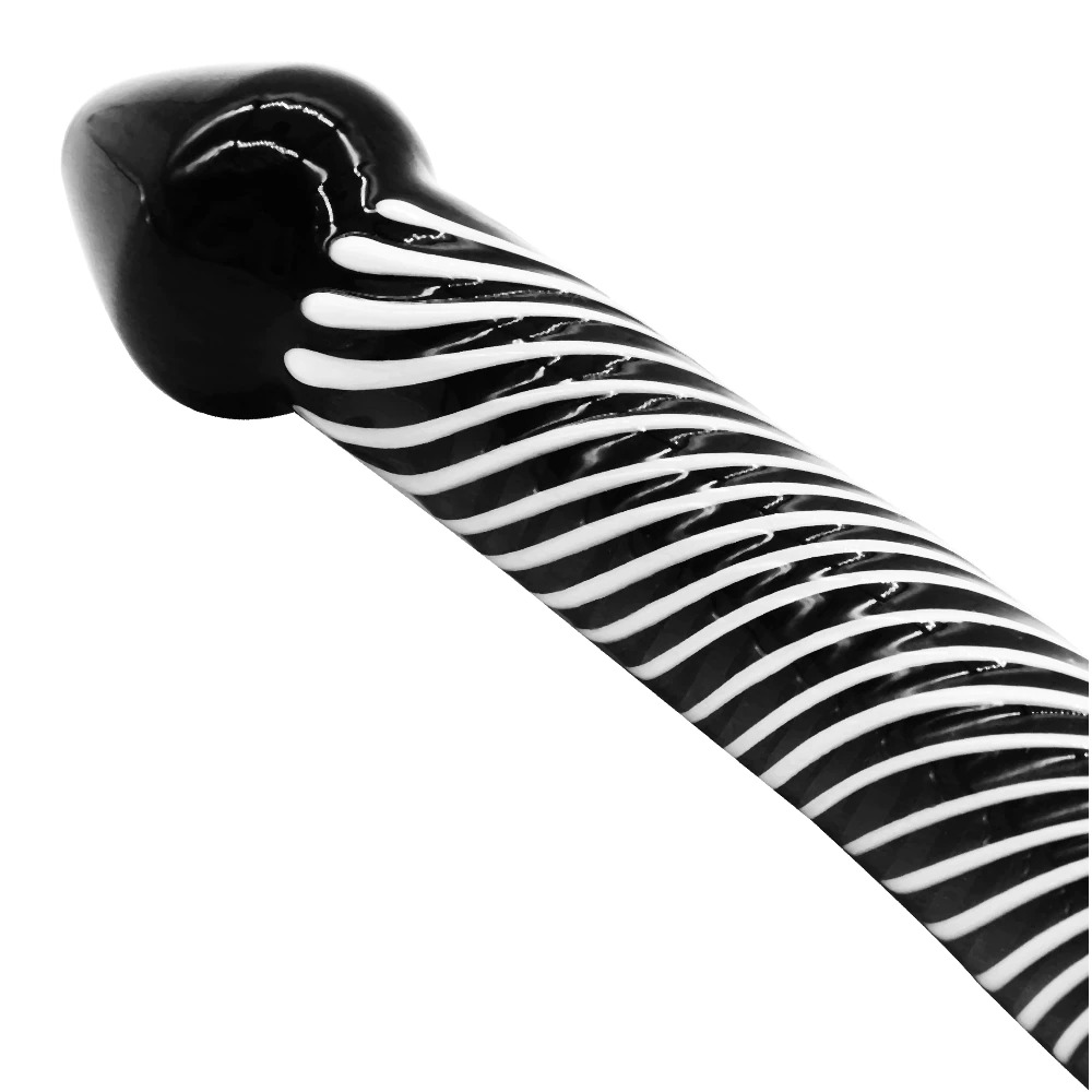 Women's Classic Dildo with Zebra Pattern / Adult Crystal Glass Masturbator - EVE's SECRETS