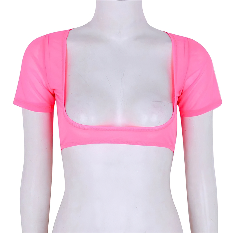 Women's Crop Top For Belly Dance / Adult Mesh See Through Clothing With Short Sleeve - EVE's SECRETS