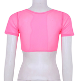 Women's Crop Top For Belly Dance / Adult Mesh See Through Clothing With Short Sleeve - EVE's SECRETS