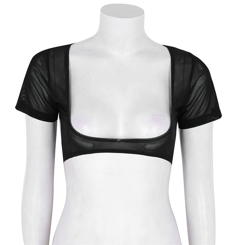 Women's Crop Top For Belly Dance / Adult Mesh See Through Clothing With Short Sleeve - EVE's SECRETS