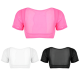 Women's Crop Top For Belly Dance / Adult Mesh See Through Clothing With Short Sleeve - EVE's SECRETS